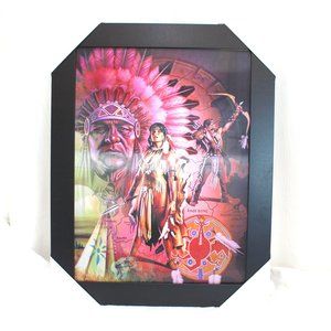 Native American Lenticular 3 Dimensional Picture Wolf Bobcat Eagle New